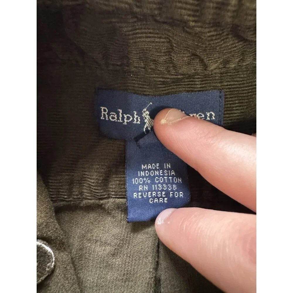 Ralph Lauren Boys Brown Corduroy Button Down Shirt‎ Long Sleeve Cotton Size 4T